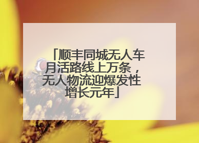 顺丰同城无人车月活路线上万条，无人物流迎爆发性增长元年